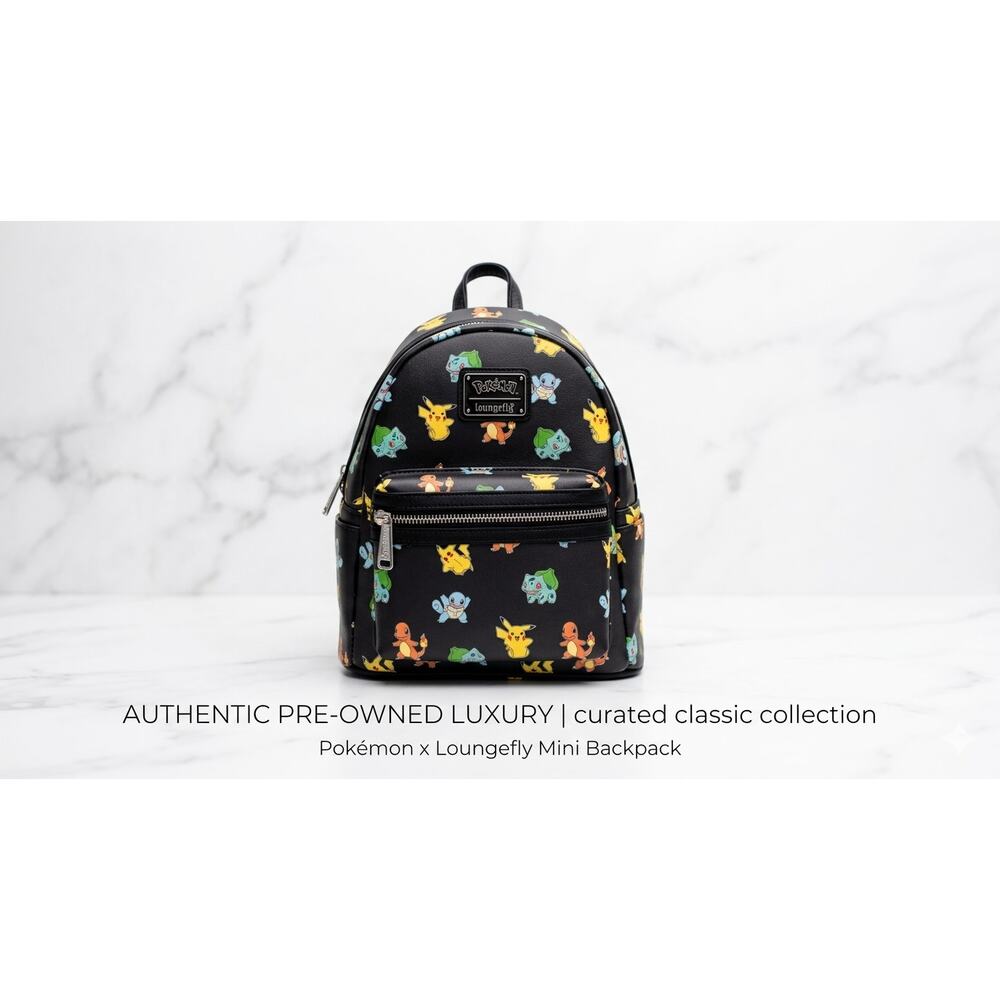 Loungefly Pokémon Starters Mini Backpack Pikachu Charmander Bulbasaur Bag